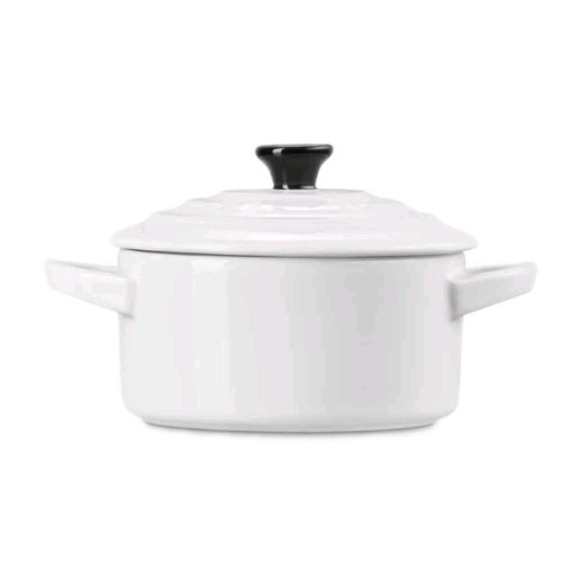 Le Creuset Stoneware Mini Round Cocotte - White 8oz 10cm New - Picture 3 of 6